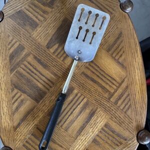 Vintage Ekco Metal Slotted Spatula Flipper Turner Black Plastic Nylon Handle